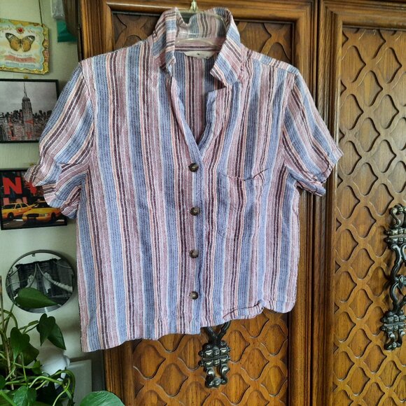 Striped Red and Blue Crop Top - Picture 3 of 16